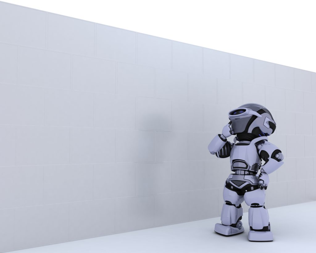 robot looking at empty wall